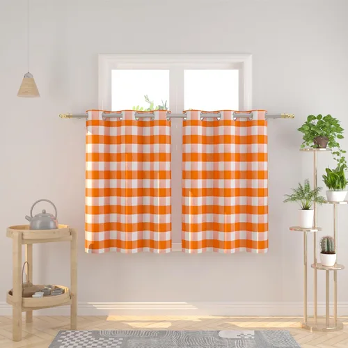 Vista 68 de Cortinas de 24 pulgadas de largo con diseño Buffalo Check Gingham Plaid para ventanas de cocina y baño, tratamiento para ventanas con 2 paneles