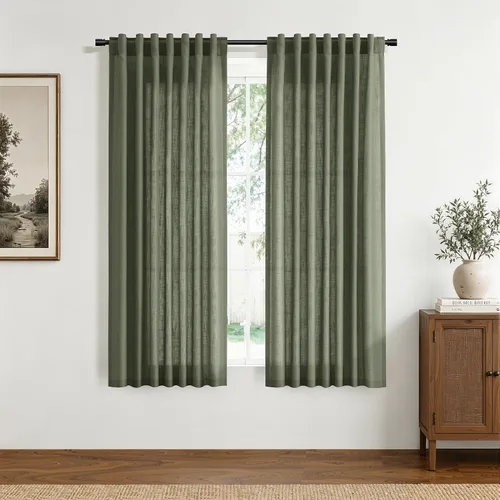 Vista 54 de Hokibero Cortinas de lino natural de 96 pulgadas de largo para sala