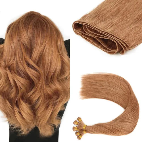 Vista 12 de ABH AMAZINGBEAUTY HAIR Extensiones de cabello humano Remy real para coser, atadas a mano, color negro azabache de 18 pulgadas, para mujer, 1.76 onzas