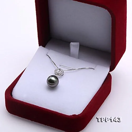 Vista 7 de Plata de ley jyx 9,5mm Tahitian Perla Cultivada Collar con Colgante