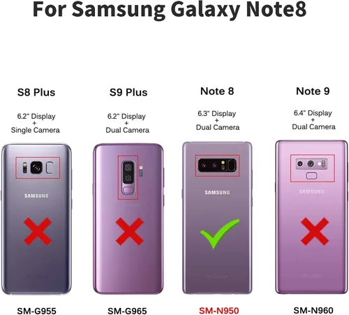 Vista 2 de Funda tipo cartera para Samsung Galaxy Note 8, funda de piel con bloqueo RFID, soporte magnético con tapa abatible, a prueba de golpes, compatible