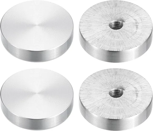 Vista 30 de uxcell M6 Rosca 0.787 in de diámetro de forma redonda de aluminio disco hardware 1pcs, aluminio círculo disco vidrio adaptador superior para mesa