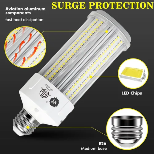 Vista 8 de NS Bombillas LED de maíz de 9000 lúmenes, superbrillantes (equivalente a 600 W), A19 60W E26 5000K luz diurna, ahorro de energía del 90%,