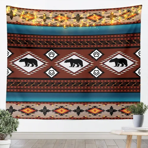 Vista 5 de Tapiz de vaca de las tierras altas, tapices aztecas nativos del suroeste, animales de granja, arte exótico nórdico, atrapasueños, arte de pared