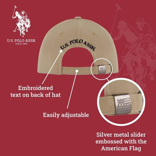 Vista 5 de U.S. Polo Assn. Small Polo Pony Logo Baseball Hat, 100% Cotton, Adjustable Cap