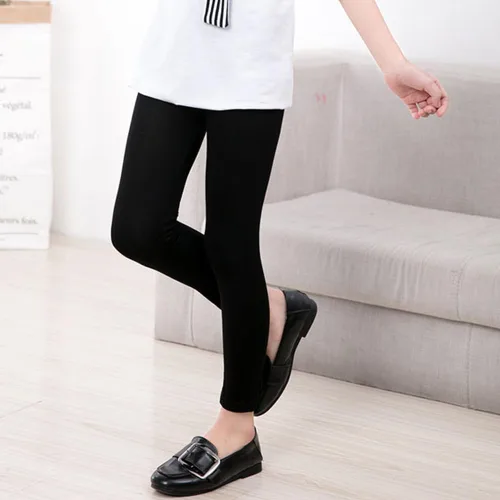 Vista 4 de EEZYCHOIC Paquete de 6 leggings básicos para niñas, de algodón, suaves, sin pies, elásticos, para niñas