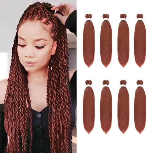 Vista 59 de 8 paquetes de extensiones preestiradas - 16 pulgadas de cabello trenzado premium, 55G/paquete, sin picazón, fijación en agua caliente, textura Perm