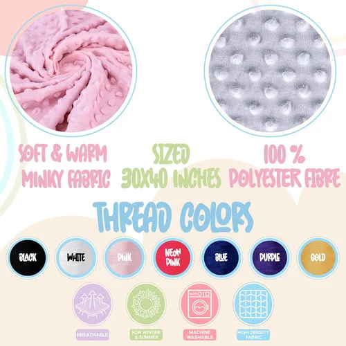 Vista 4 de Manta de bebé personalizada de Minky con nombre, icono, 2 colores, 15 iconos, 7 fuentes, manta suave y sedosa de puntos de doble cara para baby