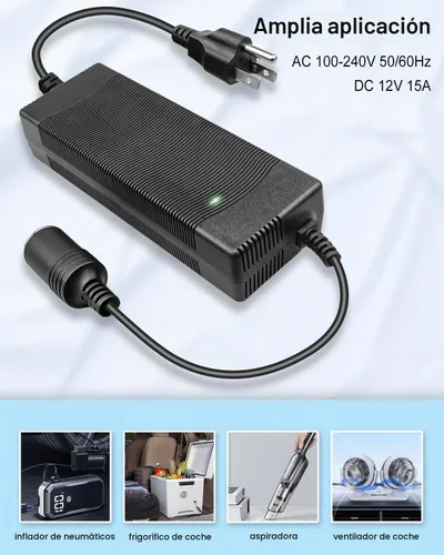 Vista 3 de [Usado] Convertidor de CA a CC de 12 V, 120 W, CA 100 V-240 V a CC 12 V, adaptador de encendedor de cigarrillos, transformador de adaptador