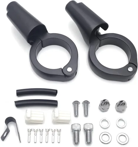 Vista 5 de HTTMT- Kit de reubicación de señal de giro cromado delantero de motocicleta compatible con H-D Harle FXD Dyna 2008-2017 [P/N: MT224-023-CD]