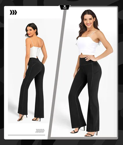 Vista 5 de IUGA Bootcut Yoga Pants for Women with Pockets High Waisted Workout Pants Tummy Control Bootleg Work Pants for Women