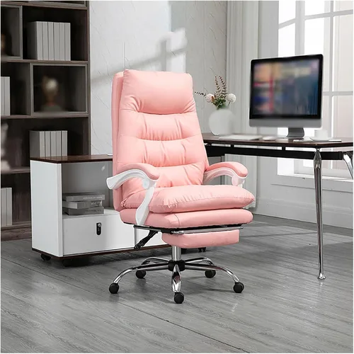 Vista 9 de Silla de oficina ejecutiva con reposapiés, silla de oficina grande y alta, silla de oficina ergonómica de piel sintética, sillas de escritorio