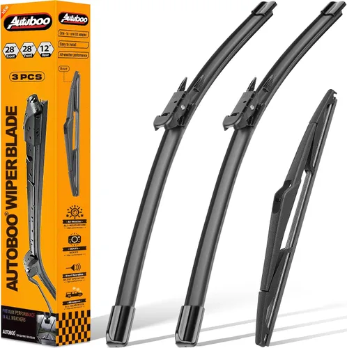 Vista 53 de AUTOBOO Limpiaparabrisas de 15 + 15 pulgadas con limpiaparabrisas trasero de 13 pulgadas de repuesto para Jeep Wrangler JK 2008-2018, Jeep Wrangler