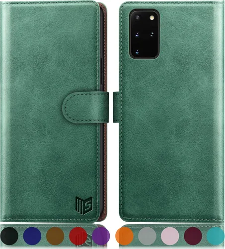 Vista 19 de SUANPOT Funda de piel tipo cartera para Samsung Galaxy S20+/S20 Plus de 6.7 pulgadas (sin S20 6.2 pulgadas/S20 Ultra 6.9 ") con tarjetero RFID