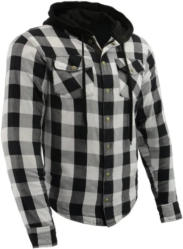 Vista 2 de Milwaukee Performance Camisa de motociclista de franela para hombre con aramida negro/blanco Negro/Verde