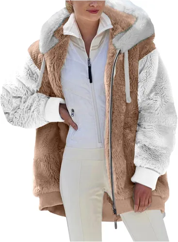 Vista 2 de Cbcbtwo Fuzzy Fleece Jacket for Women Plus Size Warm Winter Coats Fluffy Sherpa Hoodie Zip up Casual Cardigan Outerwear