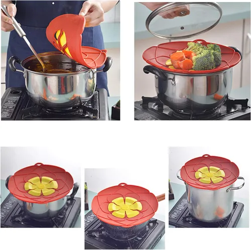 Vista 6 de 1 paquete de tapa de tapón antiderrames y tapa de tapón de desbordamiento para sartenes y ollas para hervir, protección contra derrames y aberturas