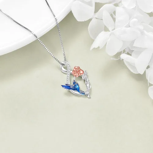 Vista 5 de WINNICACA Collar de plata de ley con diseño de gato mariquitavacacardenalcolibrílibélula para mujeres y adolescentes exquisitos regalos de joyería