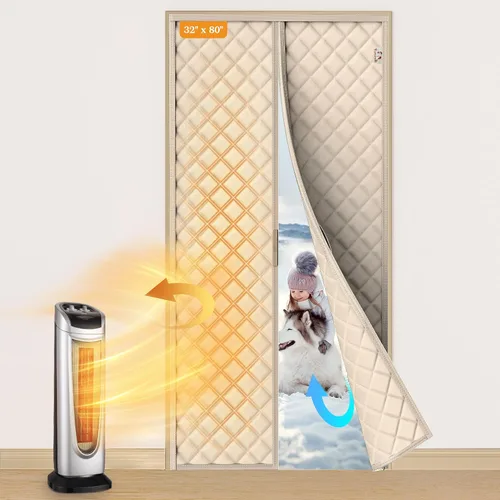 Vista 35 de Yotache - Cortina magnética aislada térmica para puerta, se adapta a puertas de 28 x 78 pulgadas, cortina de 30" x 80", material Oxford resistente a