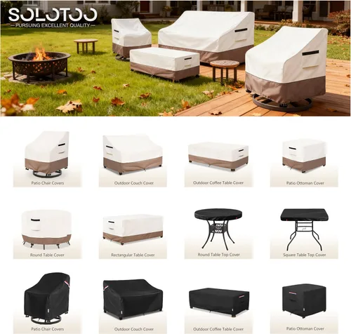 Vista 2 de Funda de mesa redonda para exteriores, impermeable, resistente a los rayos UV, para mesas de patio de 28 pulgadas de diámetro, protector