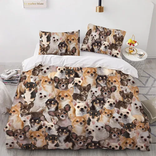 Vista 14 de Airedale Terrier - Juego de funda de edredón con estampado de cara de perro, juego de ropa de cama de 3 piezas, juego de funda de edredón suave