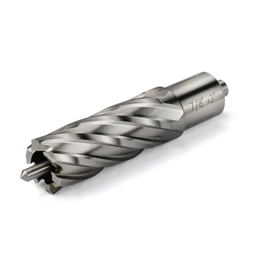 Vista 4 de Cortador anular 3/4 pulgadas Weldon Shank 7/8 Diámetro de corte 2 brocas de corte HSS Kit para prensa de taladro magnético