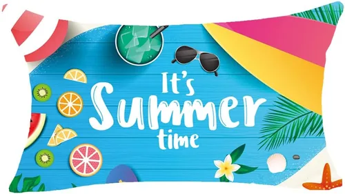 Vista 3 de LIPOR Juego de 4 fundas de almohada lumbares de algodón y lino con texto en inglés "It's Summer Time Life is Better in Flipflok", para sofá, 12 x 20