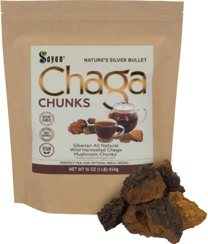 Vista 2 de Sayan Paquete de bienestar natural, trozos de hongos chaga siberianos y tabletas minerales de resina negra Shilajit orgánica pura, apoyo