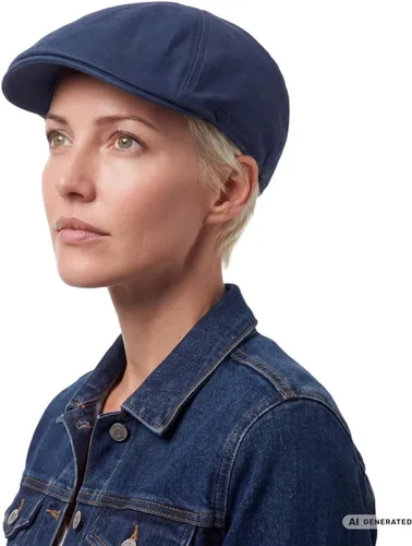 Vista 2 de Stetson Gorra plana de algodón Texas con protección UV 40+ color sólido pico Ivy Cap Hombres Primavera Verano Azul