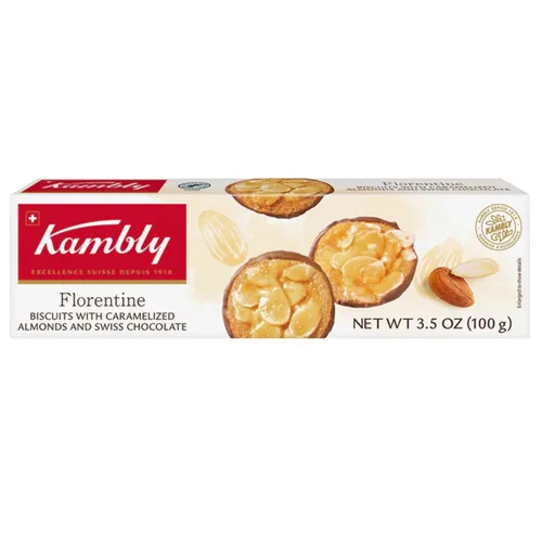 Vista 3 de Kambly Galletas Mont Choco, 3.5 oz Galletas de mantequilla con una tableta de chocolate con leche con trozos de turrón Producto de Suiza