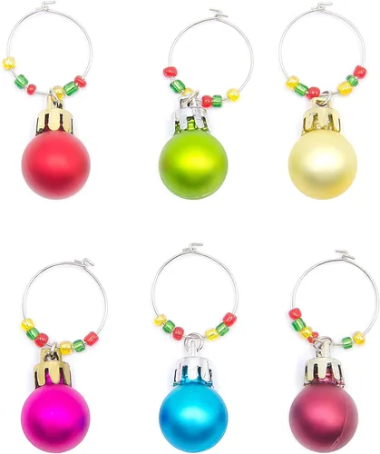 Vista 8 de Encantos para Copas de Vino de Navidad: Suministros de Decoración Temática Navideña Ideales para Fiestas de Cata de Vinos