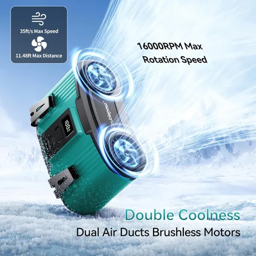 Vista 3 de Astaowl ventilador de cintura personal de 12000 mAh, clip recargable USB para la cintura para trabajar, 10 velocidades y 23H de enfriamiento