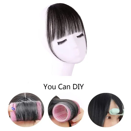 Vista 2 de Extensiones de cabello con clip en la peluca con flequillo, flequillo diagonal intercalado en el flequillo, flequillo de aire adecuado para el uso