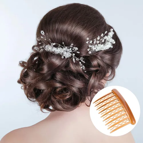 Vista 8 de Gejoy 12 piezas de peines para el cabello, peine lateral francés para las mujeres dientes de plástico Tortuga lado pelo para cabello fino fino