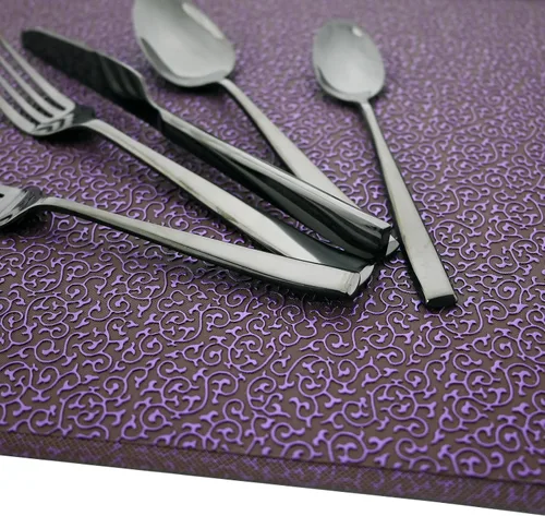Vista 8 de Juego de cubiertos de mango grueso de 24 piezas, acero inoxidable 18/10 negro antiguo con cuchillo para carne, juego de cubiertos pulidos de espejo