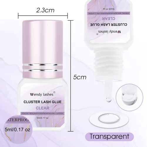 Vista 5 de Pegamento de pestañas impermeable transparente extra fuerte para racimos de pestañas DIY, secado rápido de 2-3 segundos, pegamento para pestañas