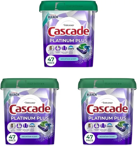 Vista 13 de Cápsulas Cascade Platinum Plus para lavavajillas, detergente para lavavajillas, jabón detergente para platos, Mountain, 19