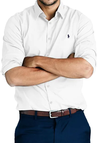 Vista 8 de Polo Camisa Oxford clásica de manga larga para hombre