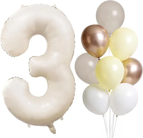 Vista 16 de Globo color crema número 1 de 40 pulgadas, color beige nude, número 1, con globos de arena blanca, globos beige nude champán, crema neutra