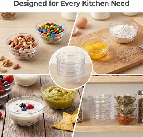 Vista 6 de 30 mini cuencos de plástico pequeños, 3.5 pulgadas y 4 onzas, cuencos de ingredientes para salsa de inmersión, aperitivos, postres, helados, dulces
