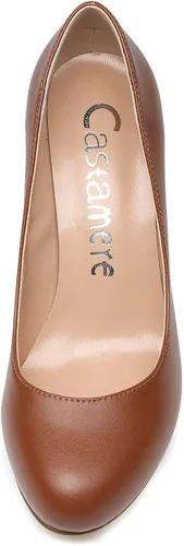 Vista 5 de Castamere Tacones altos para mujer, punta redonda, sin cordones, tacón de bloque de 3.1 in
