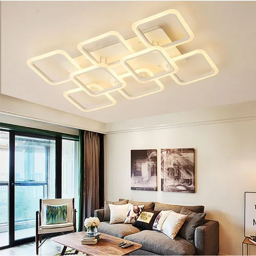 Vista 15 de Lámpara LED de techo regulable, 5 luces de techo de 23 pulgadas, montaje empotrado, lámpara de 80 W para sala de estar, dormitorio, cocina