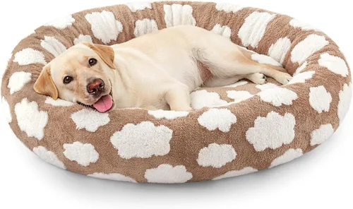 Vista 19 de JOEJOY - Cama redonda para perros pequeños con forma de dona jacquard, azul Azul nube