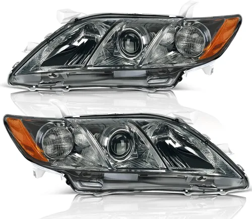 Vista 8 de DWVO - Conjunto de faros proyectores compatible con 07 08 09 2007 2008 2009 Camry Excluye Hybird, carcasa negra con reflector ámbar, lente Negro