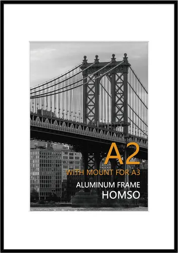 Vista 13 de Homso Marco de póster A1 en color negro, tablero fino de metal A1 con plexiglás acrílico para fotos A2 con paspartú o 23.4 x 33.1 pulgadas sin