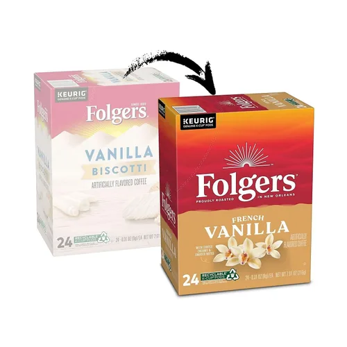 Vista 2 de Folgers Café con sabor a vainilla Biscotti, cápsulas K-Cup para cafeteras Keurig, 24
