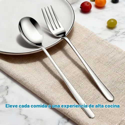 Vista 5 de Cucharas de sopa de mango largo, juego de 5, hojas voladoras de 7.9 in, cucharas redondas de acero inoxidable de 18/10, cucharas de comedor pesadas