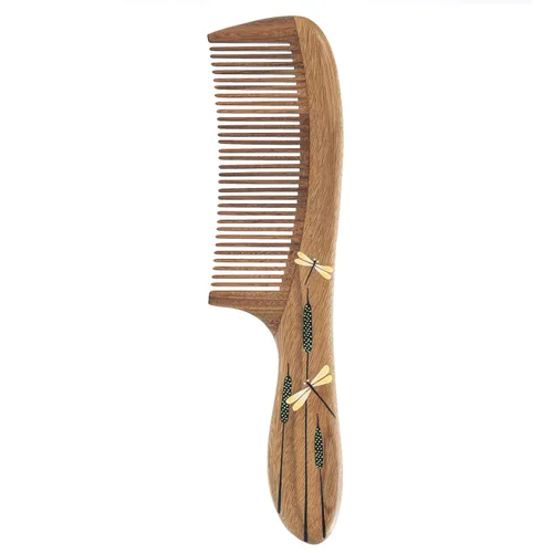 Vista 10 de TAN MUJIANG Peine para el cabello de madera natural antiestático (mariposa y loto)