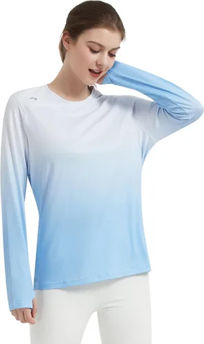 Vista 4 de Camiseta de protección solar con FPU 50+ para mujer, camiseta de manga larga para exteriores, para senderismo, natación, pesca