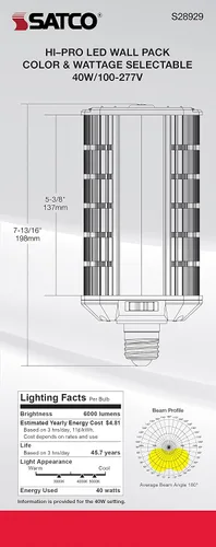 Vista 9 de Satco 40 W/LED/WP/CCT/E26/100-277 V